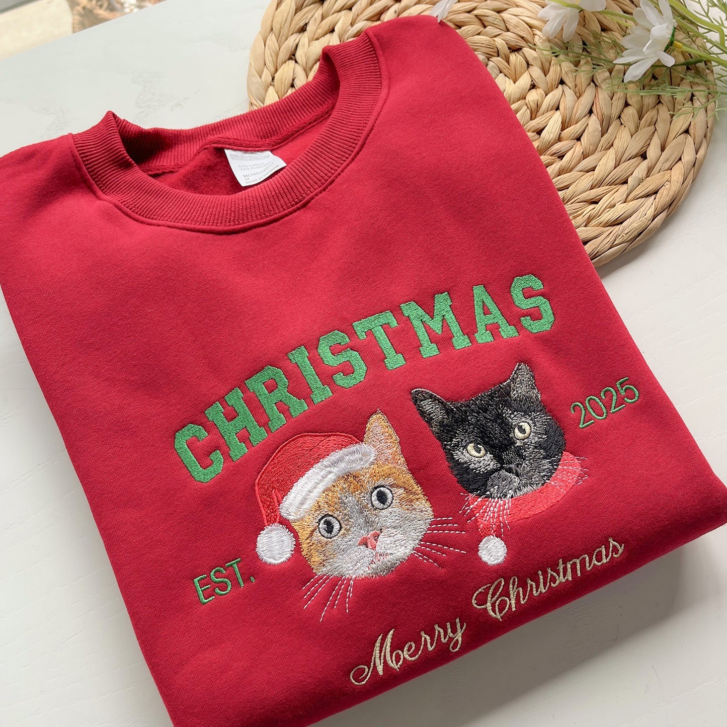 Personalized Pet Face Christmas Embroidered Sweatshirt