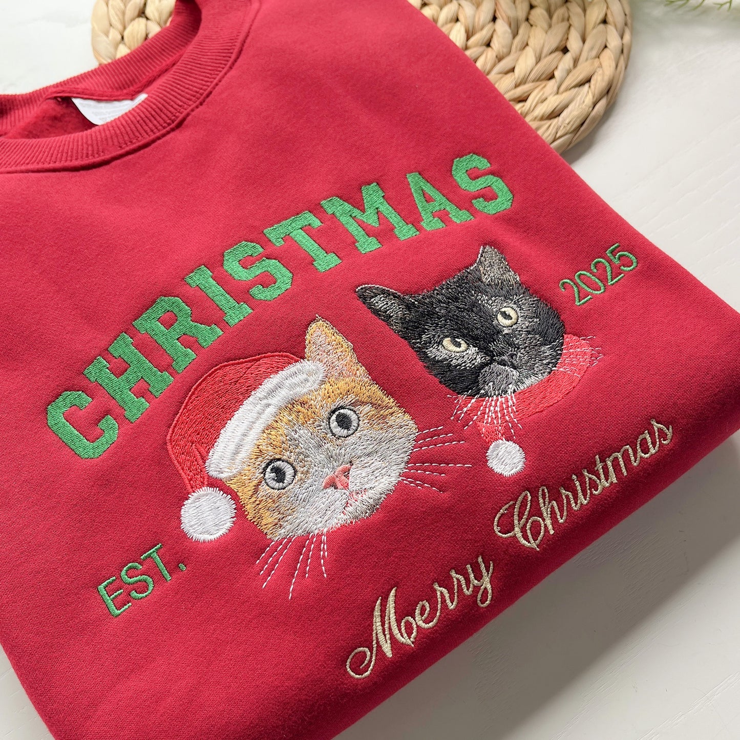 Personalized Pet Face Christmas Embroidered Sweatshirt