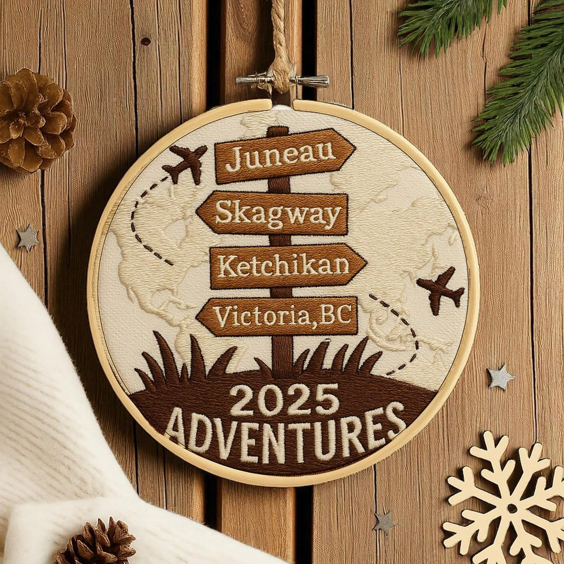 Personalized Travel Adventure Ornament, Custom Traveling Destination Ornament, Travel Gift,Christmas Gift for Travelers