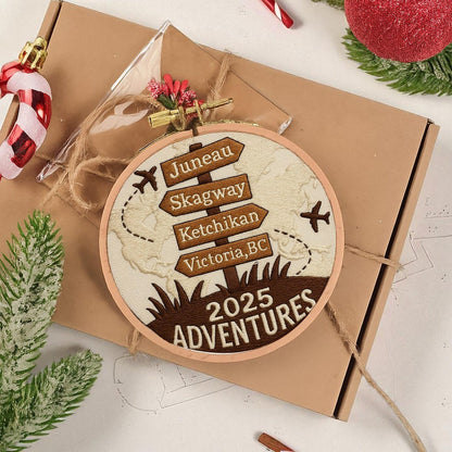 Personalized Travel Adventure Ornament, Custom Traveling Destination Ornament, Travel Gift,Christmas Gift for Travelers