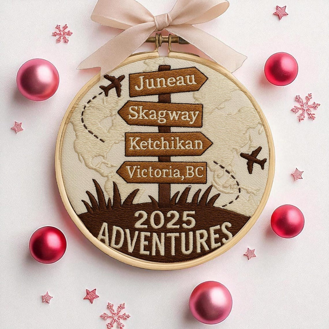 Personalized Travel Adventure Ornament, Custom Traveling Destination Ornament, Travel Gift,Christmas Gift for Travelers