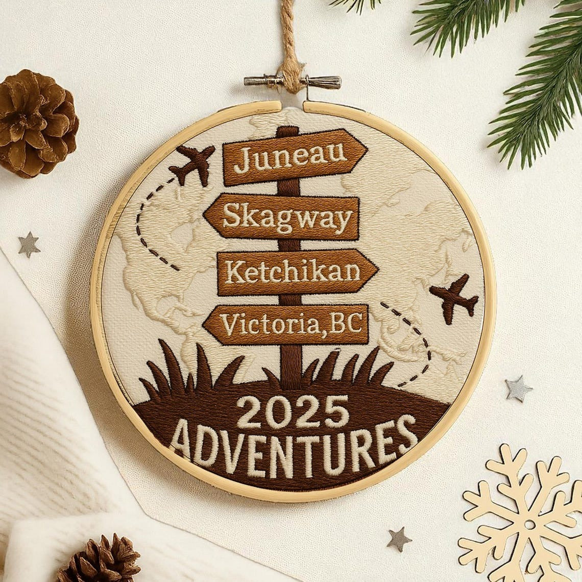 Personalized Travel Adventure Ornament, Custom Traveling Destination Ornament, Travel Gift,Christmas Gift for Travelers