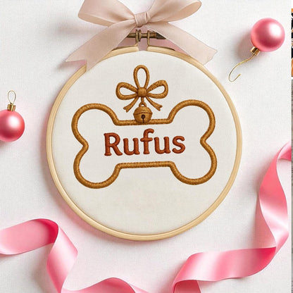 Personalised Dog Bone Clay Tree Decoration, Pet Embroidered Ornament, Dog Tree Decs, Animal Decoration, Decoration Gift, Pet Gift