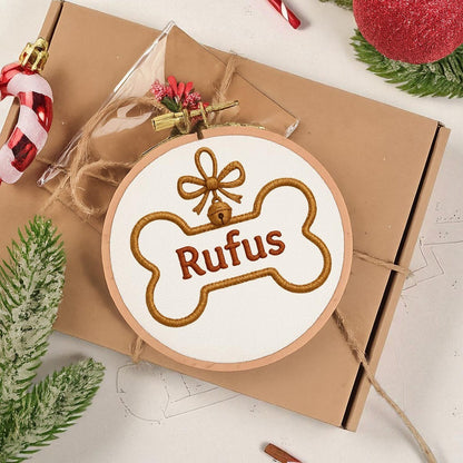 Personalised Dog Bone Clay Tree Decoration, Pet Embroidered Ornament, Dog Tree Decs, Animal Decoration, Decoration Gift, Pet Gift
