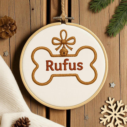 Personalised Dog Bone Clay Tree Decoration, Pet Embroidered Ornament, Dog Tree Decs, Animal Decoration, Decoration Gift, Pet Gift