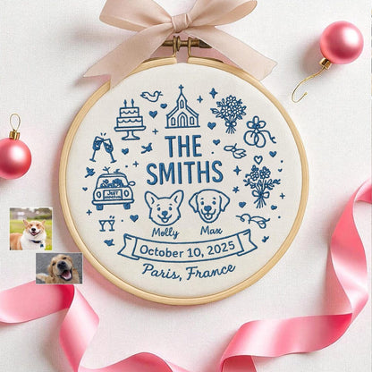 Custom Engagement Gift for Couples with Pet Photo Ornament,Wedding Gift for Newlyweds,Married Ornament,Anniversary Gift