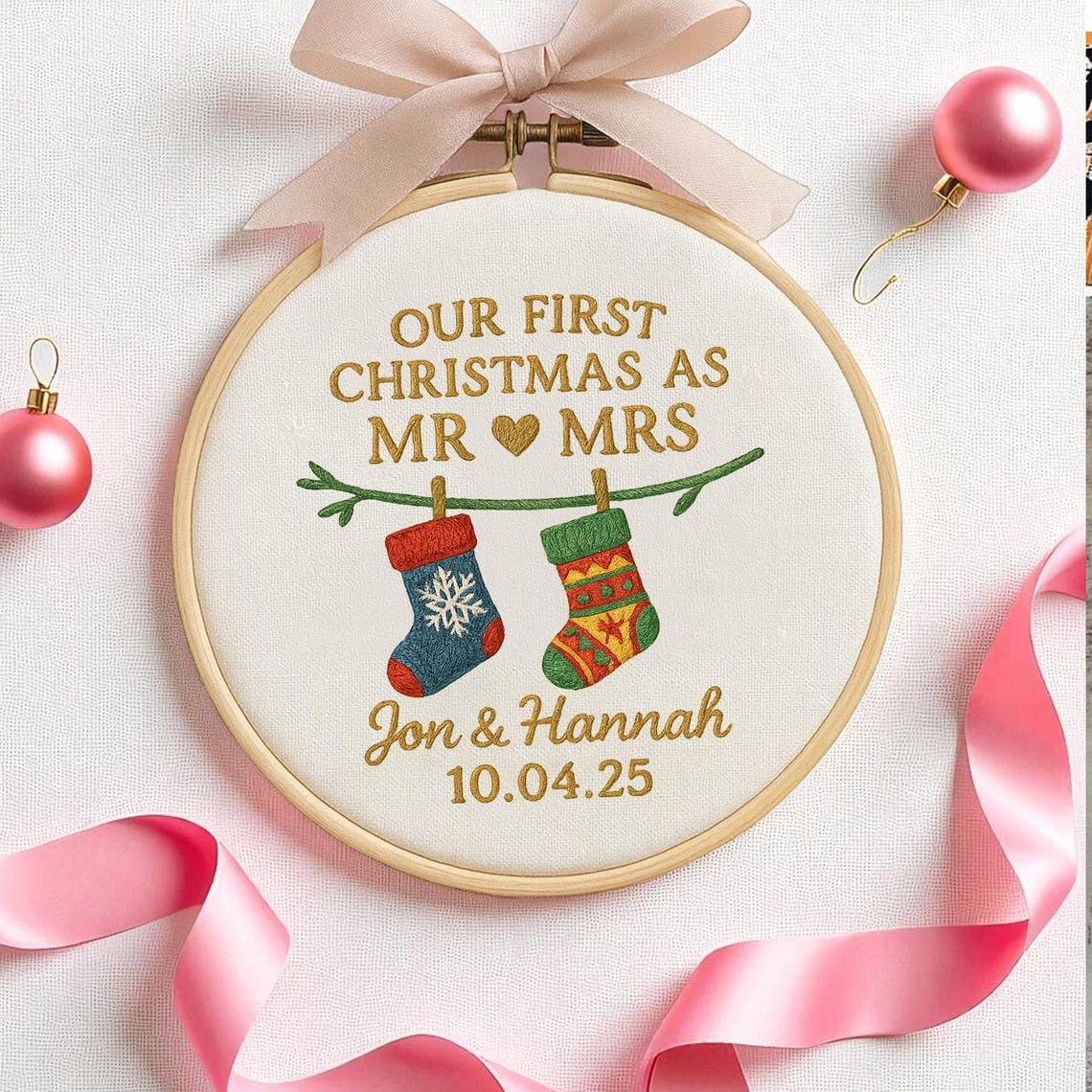 First Christmas Married Ornament, Customized Our First Christmas As Mr And Mrs Christmas Ornament, Personalized Wedding