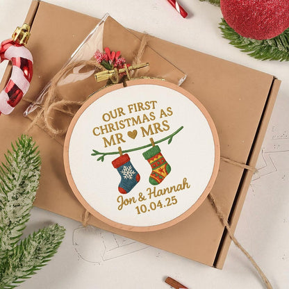 First Christmas Married Ornament, Customized Our First Christmas As Mr And Mrs Christmas Ornament, Personalized Wedding