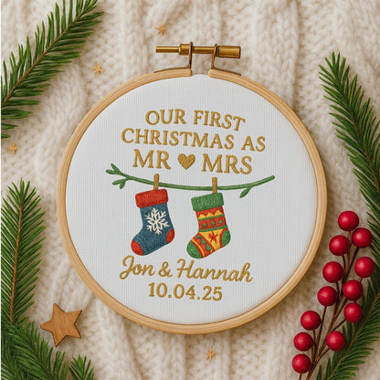 First Christmas Married Ornament, Customized Our First Christmas As Mr And Mrs Christmas Ornament, Personalized Wedding
