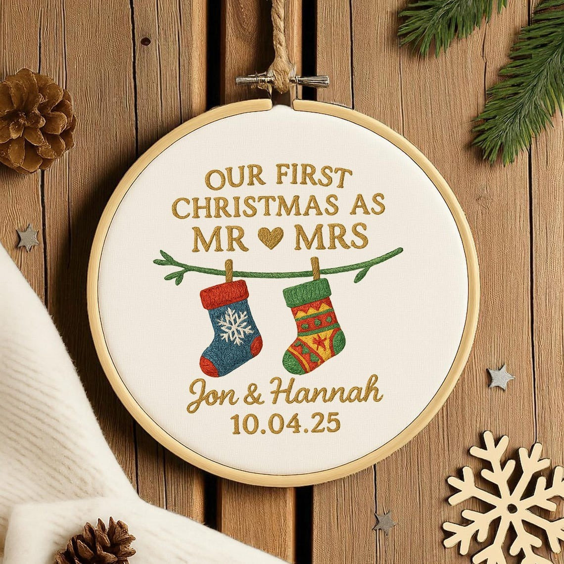First Christmas Married Ornament, Customized Our First Christmas As Mr And Mrs Christmas Ornament, Personalized Wedding