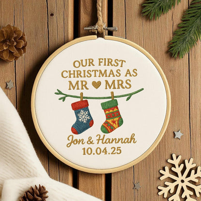 First Christmas Married Ornament, Customized Our First Christmas As Mr And Mrs Christmas Ornament, Personalized Wedding