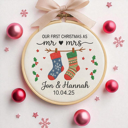 First Christmas Married Ornament, Customized Our First Christmas As Mr And Mrs Christmas Ornament, Personalized Wedding