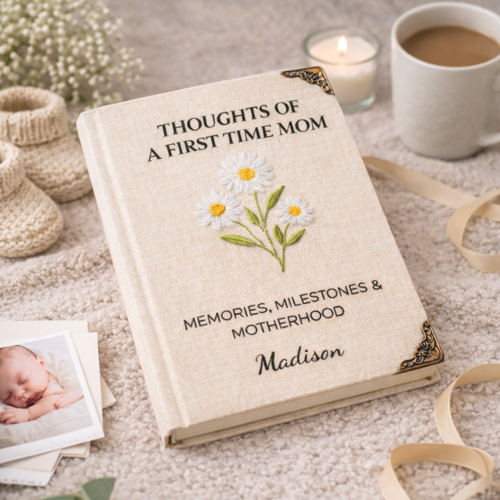 Custom Birth Month Embroidered Notebook, Personalized Embroidery Journal Gift For Mother's Day