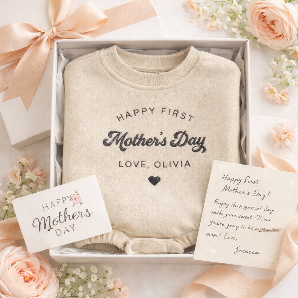 Baby Onesie Personalized Embroidered – First Time Mother’s Day Gift for New Mom