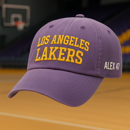 City of Champions Washed Purple Dad Hat – Custom Embroidered Baseball Cap, Los Angeles Inspired