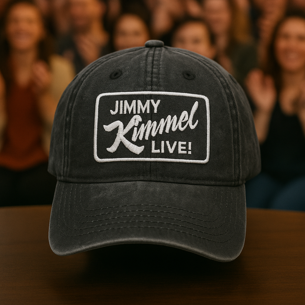 Jimmy Kimmel Live Dad Cap – Washed Black Baseball Hat, Embroidered TV Show Fan Cap, Adjustable Vintage Style