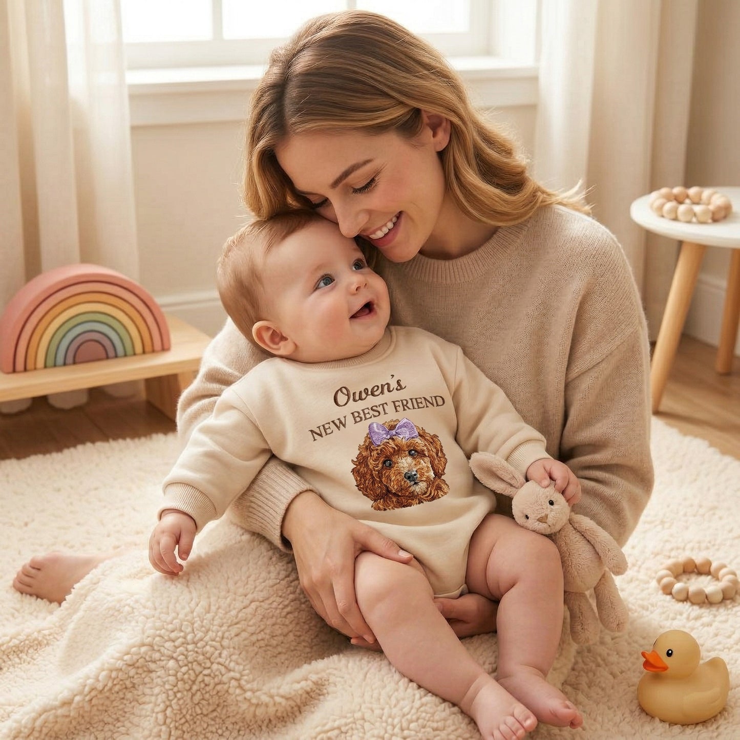 Personalized Embroidered Poodle Baby Onesie – New Best Friend Gift for Dog Mom