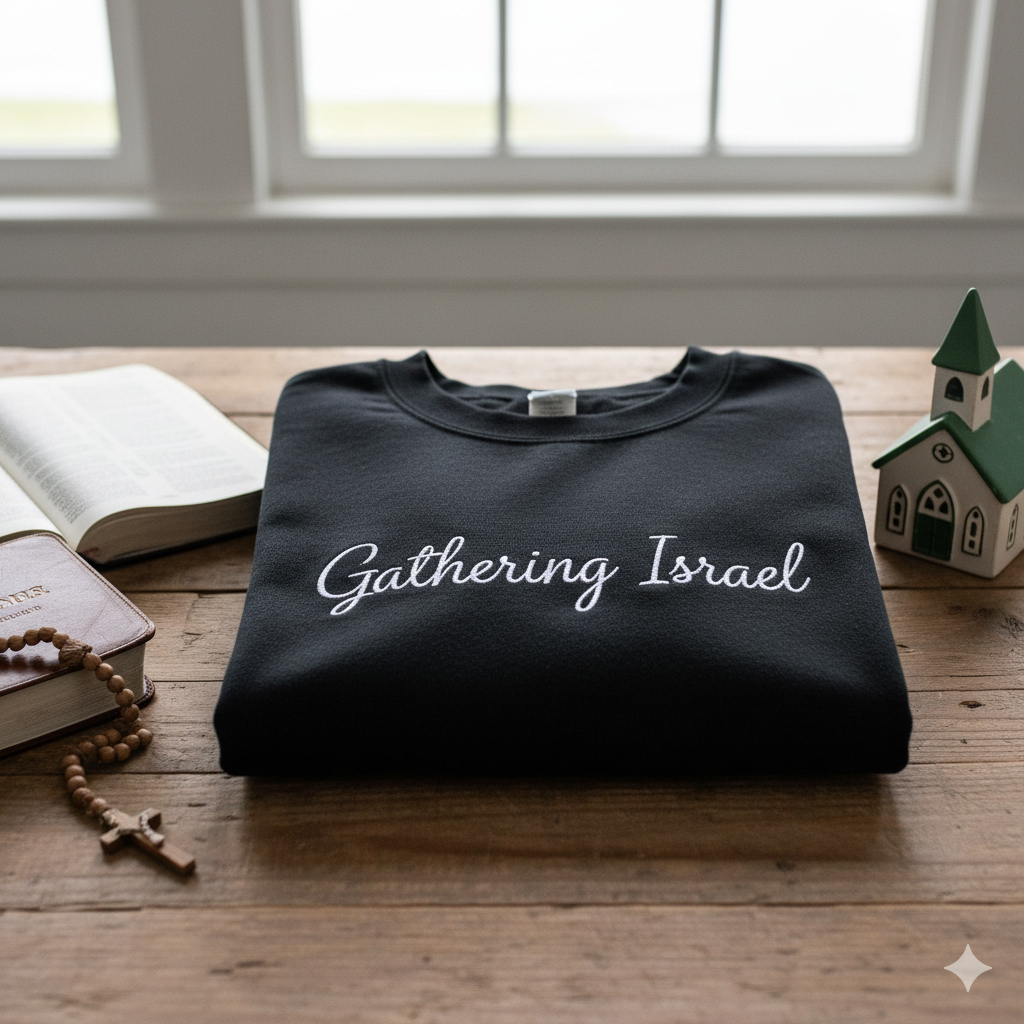 Russell M. Nelson "Gathering Israel" LDS Church Sweatshirt - Black Embroidered Faith Apparel