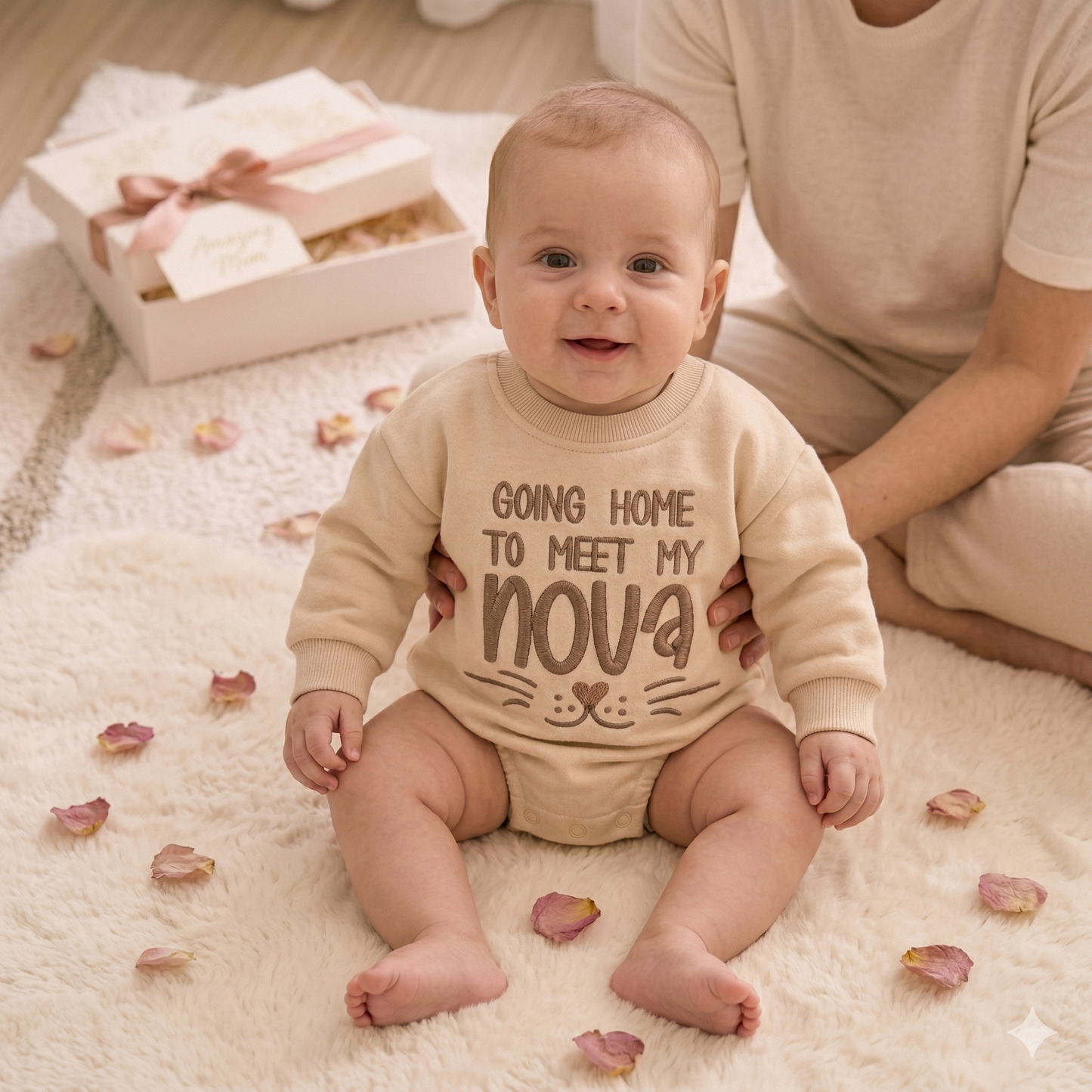 Baby Onesie Personalized Embroidered – Going to Meet My Baby Custom Name Gift for New Mom