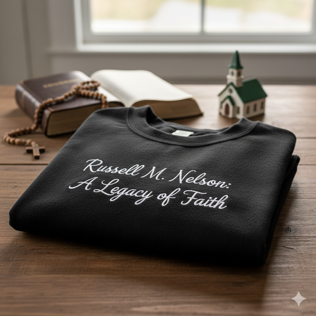 Russell M. Nelson "A Legacy of Faith" LDS Church Sweatshirt - Black Embroidered Memorial