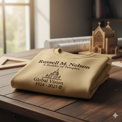 Russell M. Nelson LDS Church Memorial Sweatshirt - Black, Temple & Faith & Joy