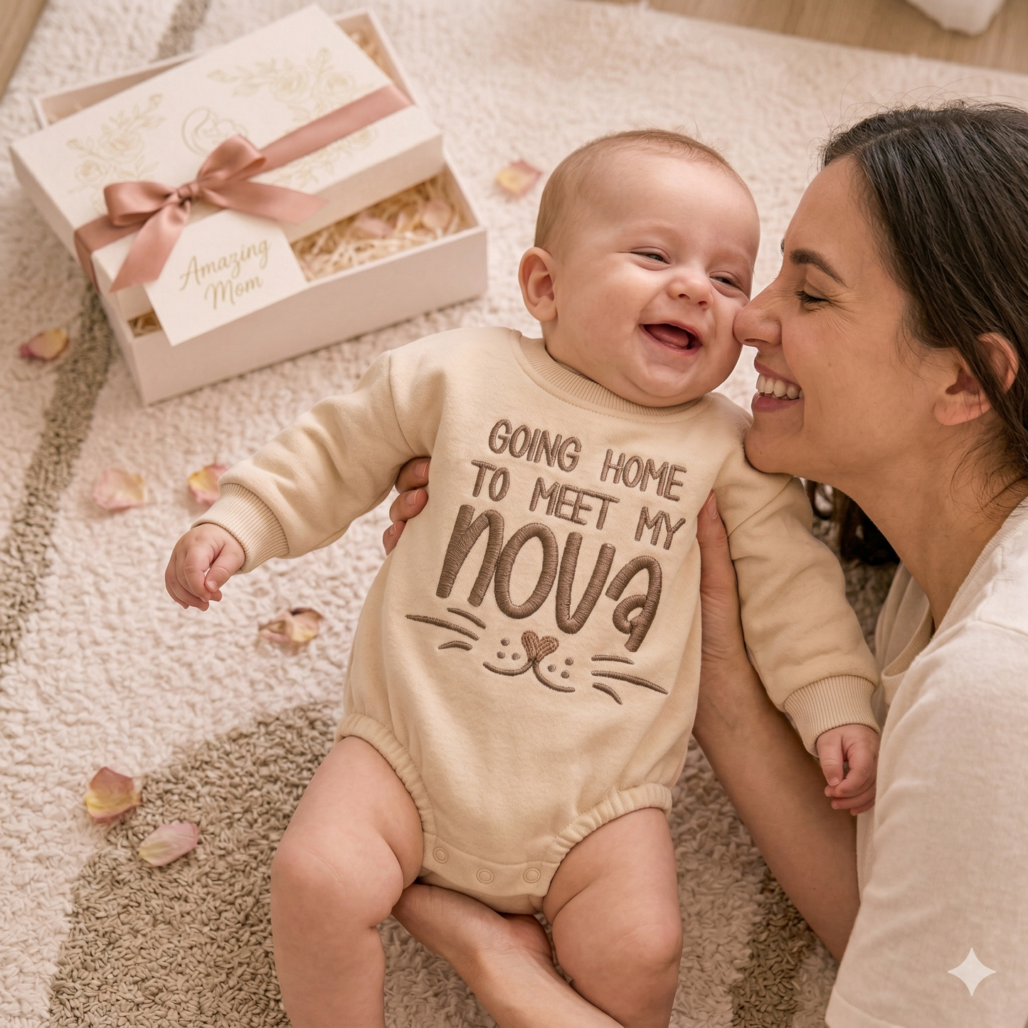 Baby Onesie Personalized Embroidered – Going to Meet My Baby Custom Name Gift for New Mom