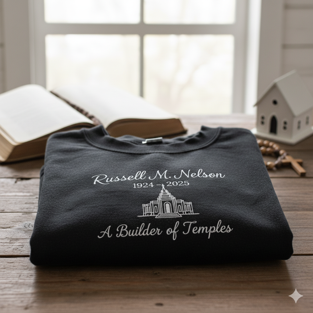 Russell M. Nelson Temple Builder LDS Church Sweatshirt - Black, 1924-2025 Memorial