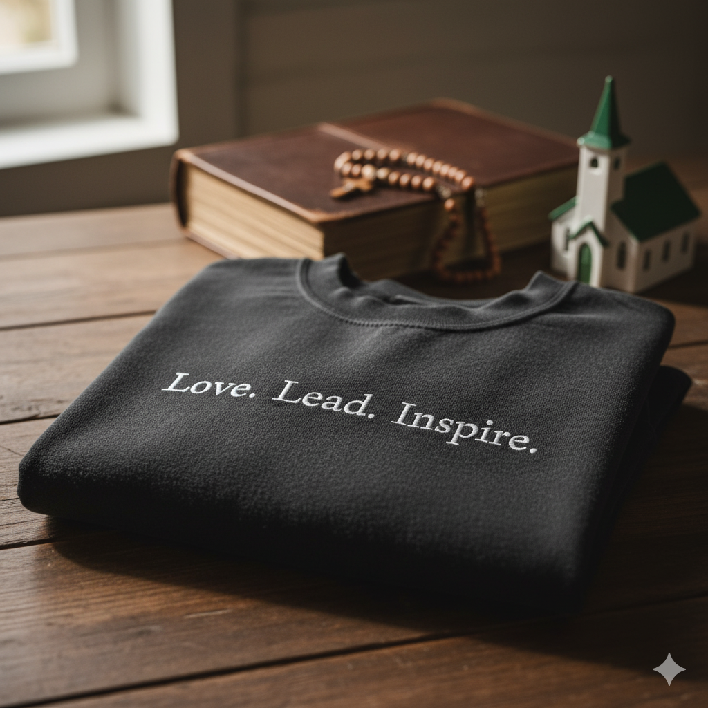 Russell M. Nelson "Love. Lead. Inspire." LDS Church Sweatshirt - Black Embroidered Motivational