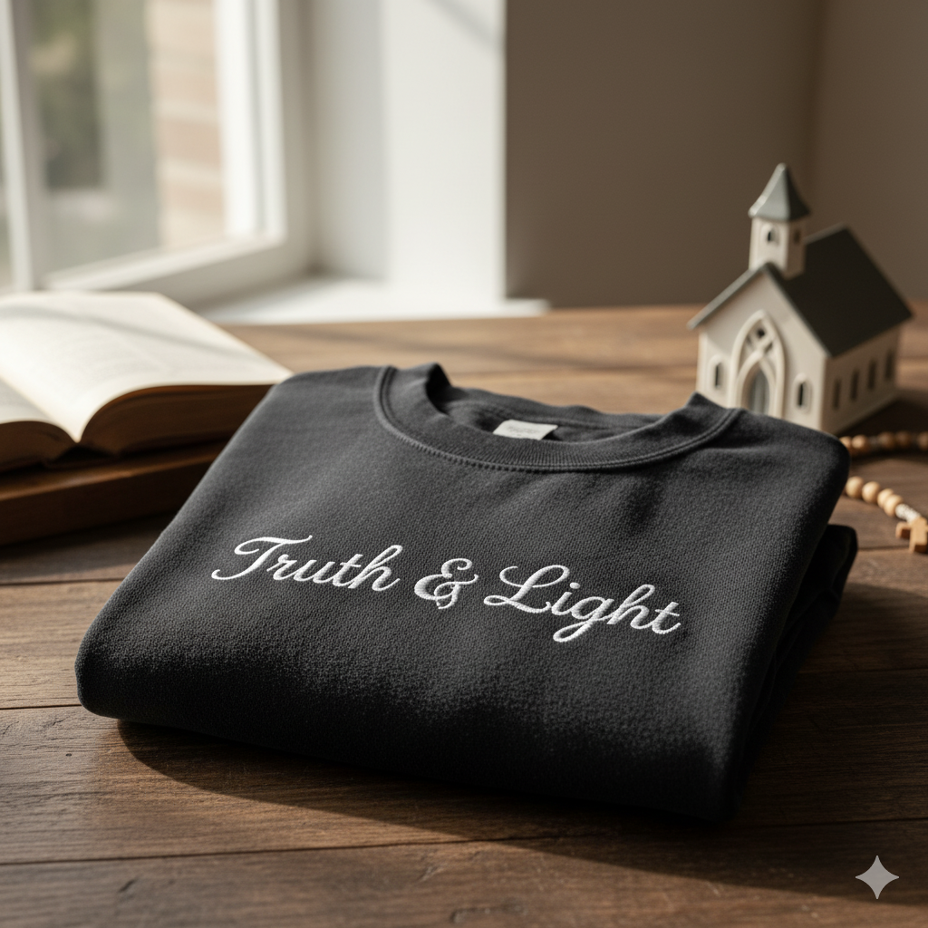 Russell M. Nelson "Truth & Light" LDS Church Sweatshirt - Black Embroidered Faith Wear
