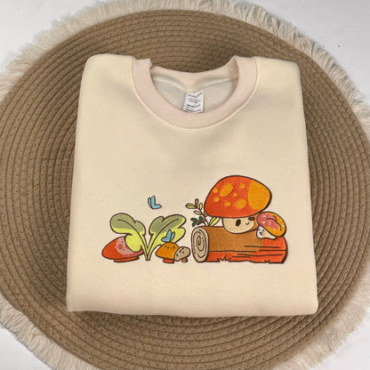 Mushroom Embroidered Sweatshirt, Gift For Nature Lover