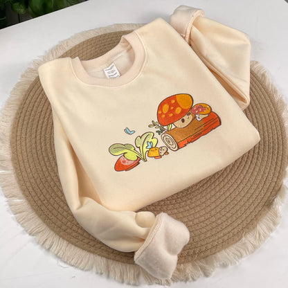 Mushroom Embroidered Sweatshirt, Gift For Nature Lover