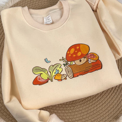Mushroom Embroidered Sweatshirt, Gift For Nature Lover