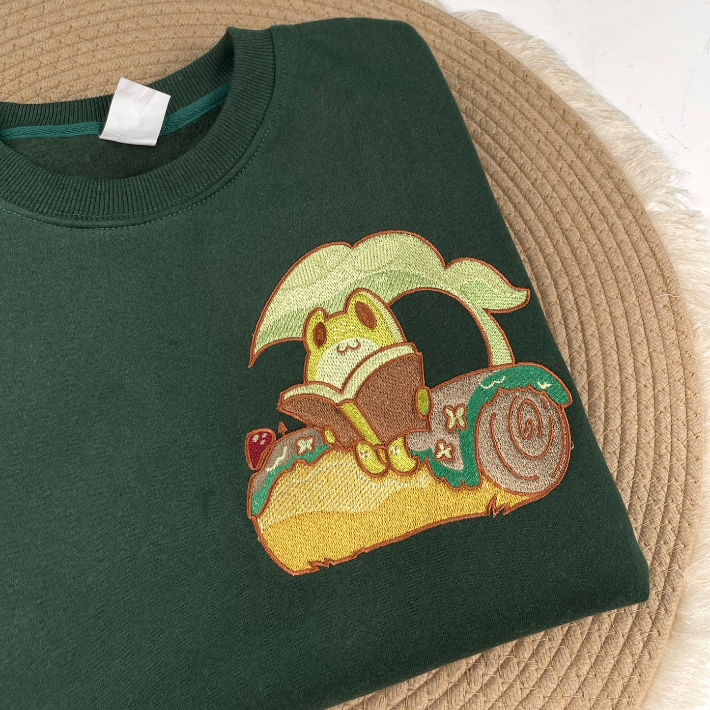 Frog Reading On A Log Embroidered Sweatshirt, Nature Lover Gift