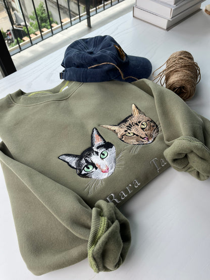 Custom Pet Embroidered Sweatshirt, Gift For Dog And Cat Owner