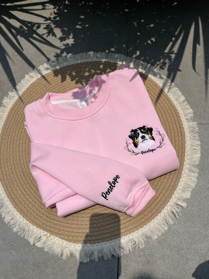 Custom Dog Face Embroidered Sweatshirt