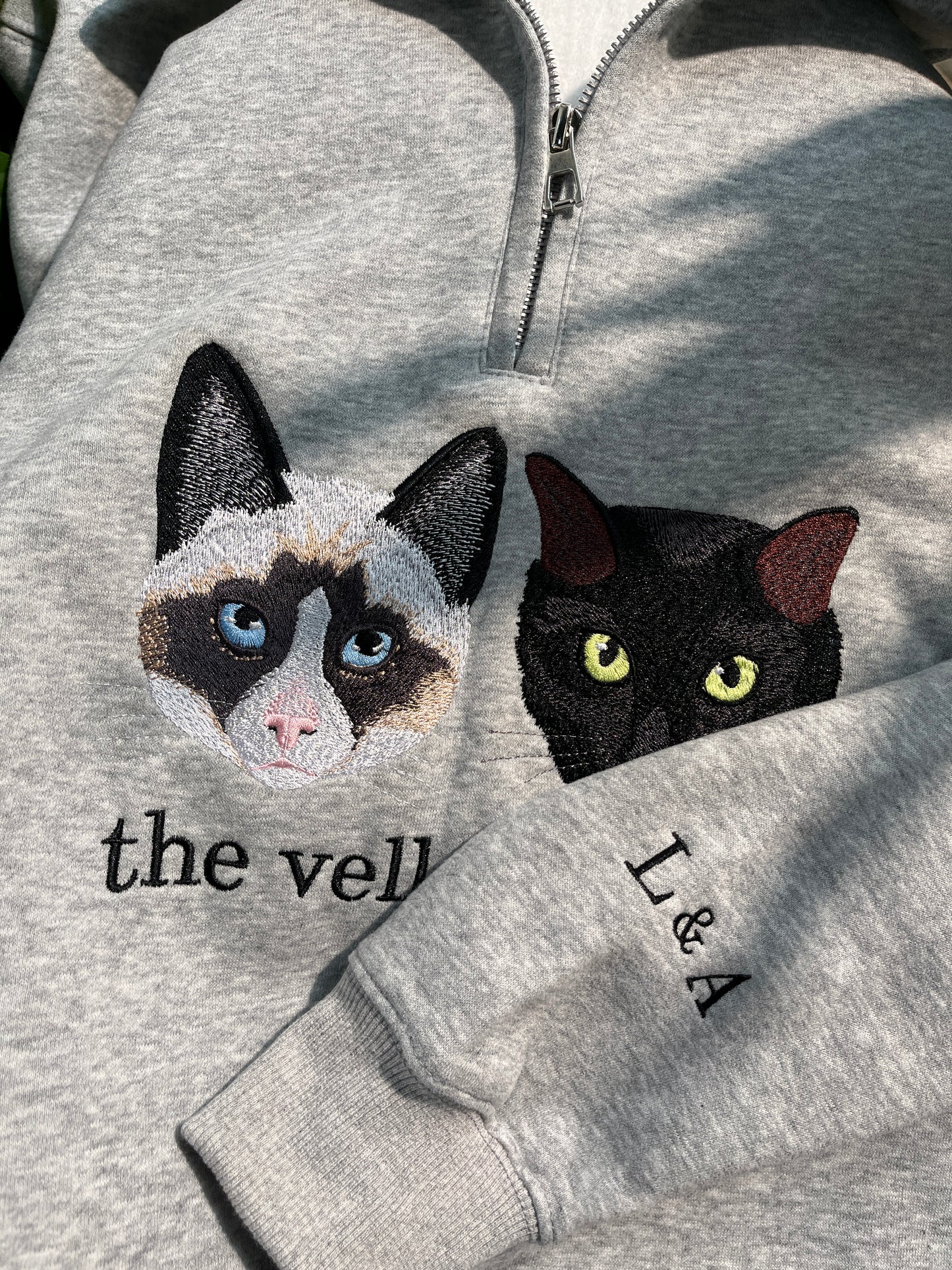 Custom Embroidered Pet Face Quarter Zip Sweatshirt