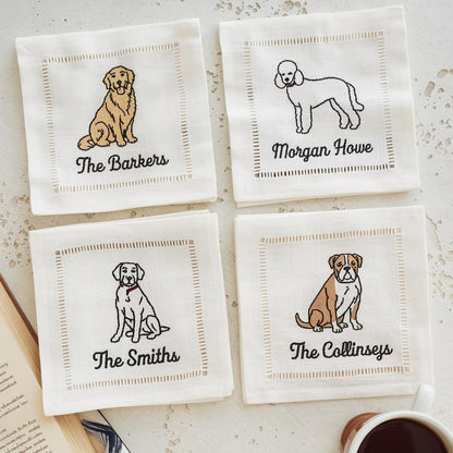 Embroidered Handmade Custom Linen Cocktail Napkins