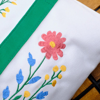 Flower Garden Embroidered Tote Bag