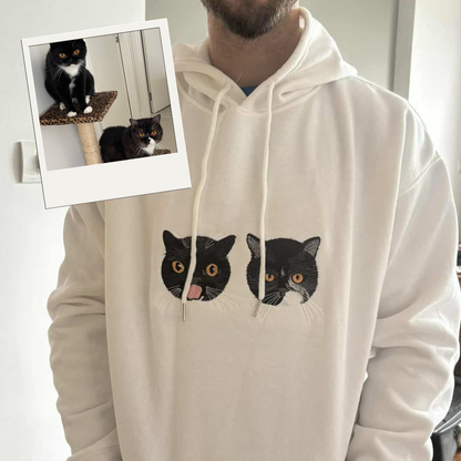 Custom Cat Portrait Embroidered Sweatshirt, Gift Idea for Pet Lovers