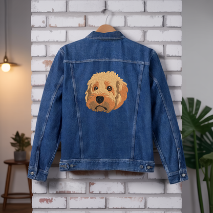 Personalized Pet Portrait Denim Jacket, Custom Pet Lover Jean Jacket, Dog Mom Gift Idea