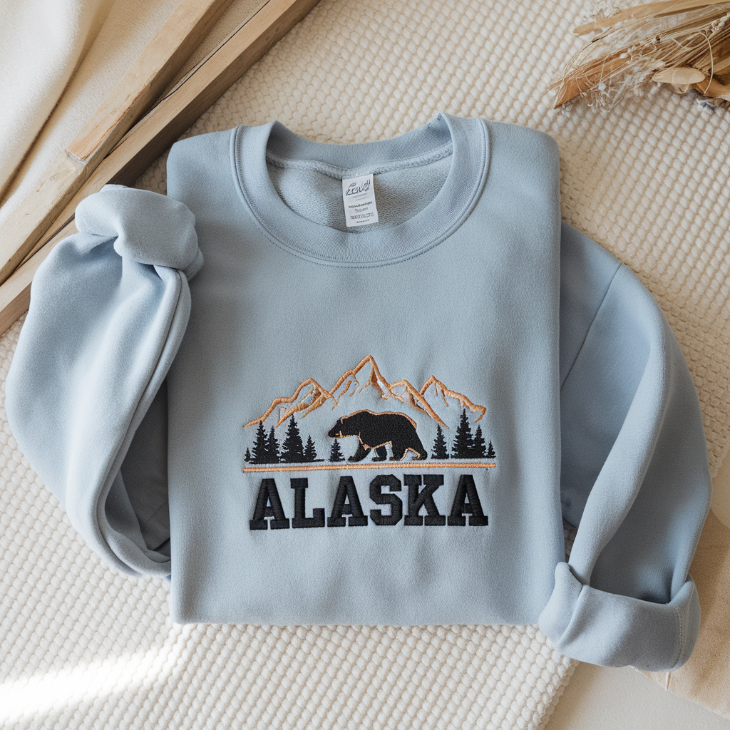 Custom Embroidered State Landscape Sweatshirt, Personalized U.S. Travel, Hometown Gift