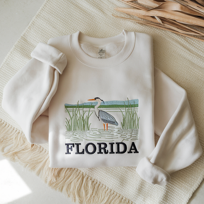 Florida Embroidered Sweatshirt, Coastal Nature Gift
