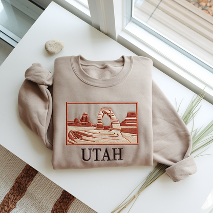 Custom Embroidered State Landscape Sweatshirt, Personalized U.S. Travel, Hometown Gift