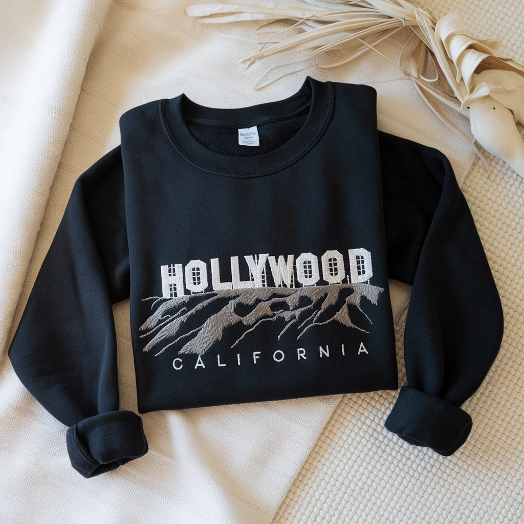 Hollywood California Embroidered Sweatshirt, Aesthetic City Gift