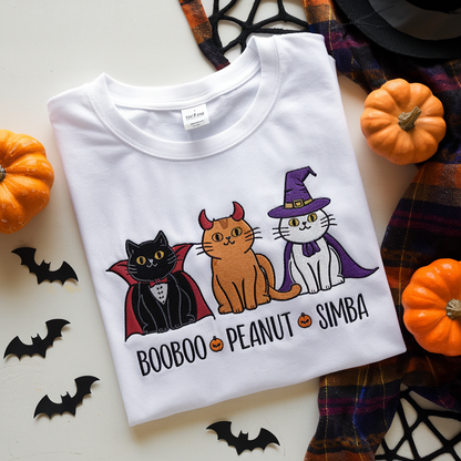 Halloween Cats Shirt, Peeking Halloween Cats Spooky Vibe Personalized Shirt, Halloween Funny Costume For Cat Lovers, Cat Mom, Cat Dad