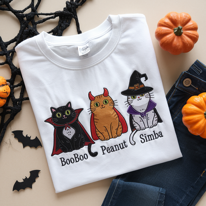 Halloween Cats Shirt, Peeking Halloween Cats Spooky Vibe Personalized Shirt, Halloween Funny Costume For Cat Lovers, Cat Mom, Cat Dad