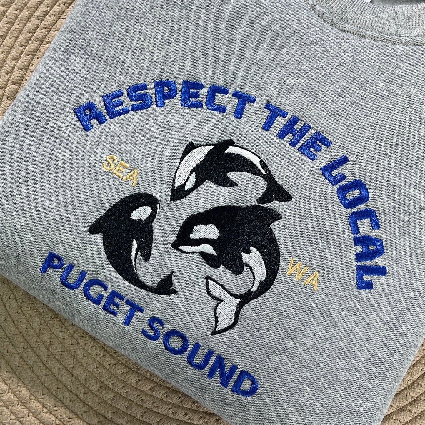 Respect The Locals Puget Sound Embroidered Sweatshirt, Gift for Nature Lovers
