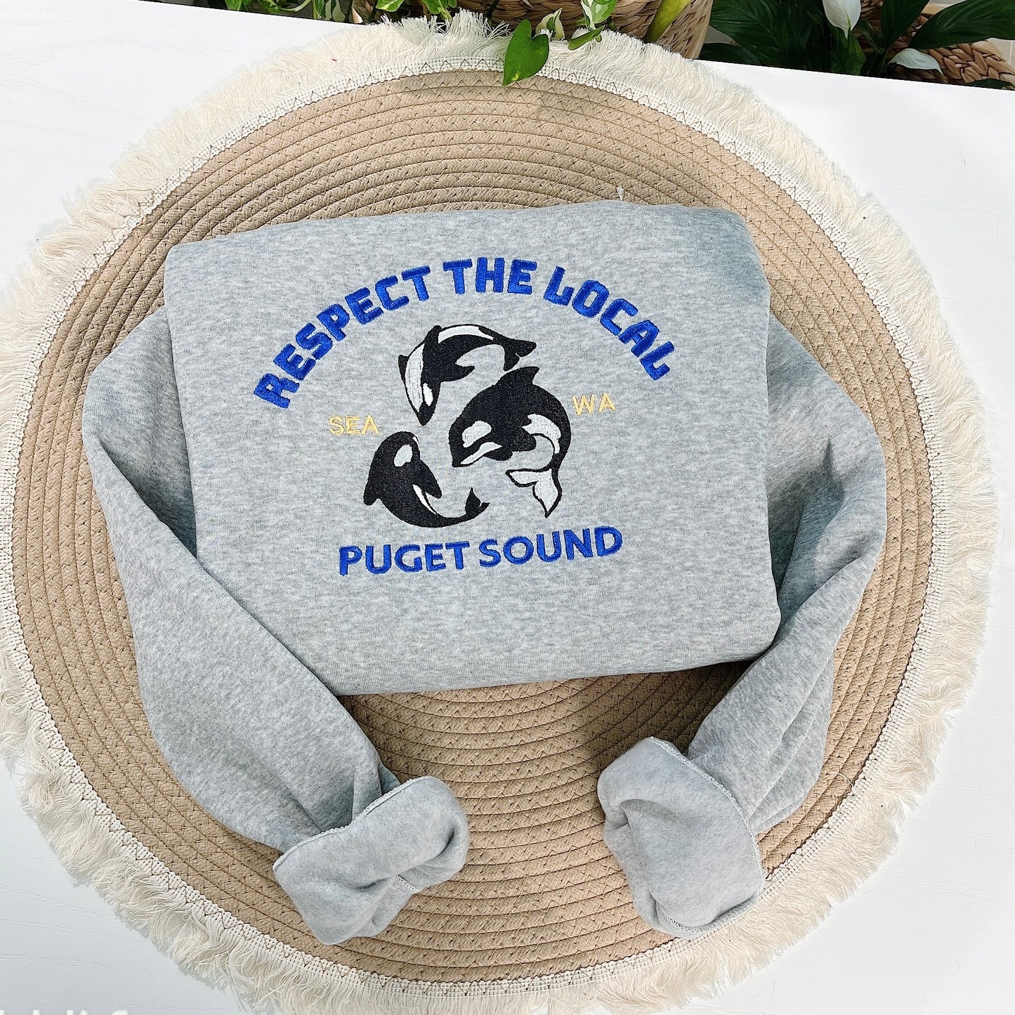 Respect The Locals Puget Sound Embroidered Sweatshirt, Gift for Nature Lovers