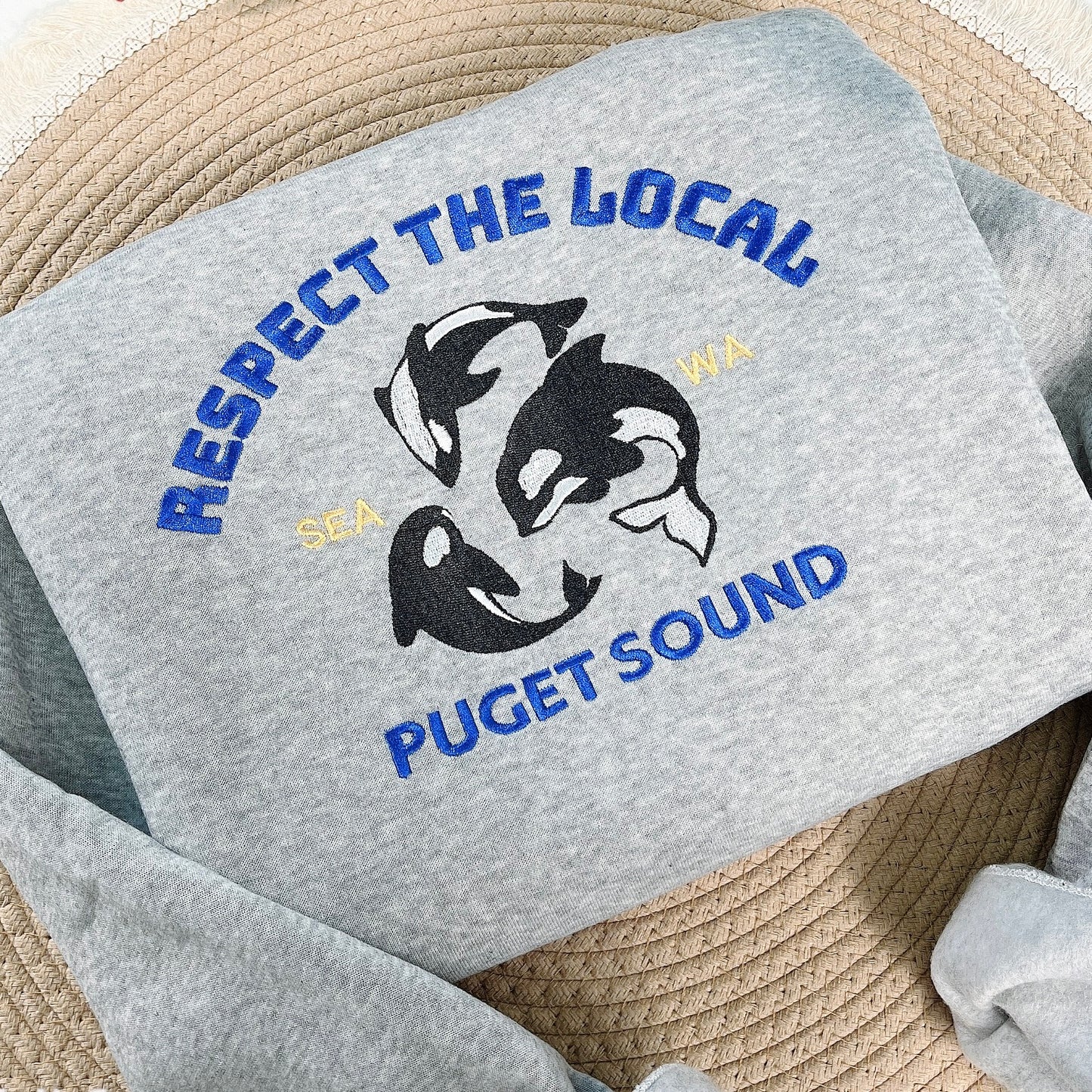 Respect The Locals Puget Sound Embroidered Sweatshirt, Gift for Nature Lovers