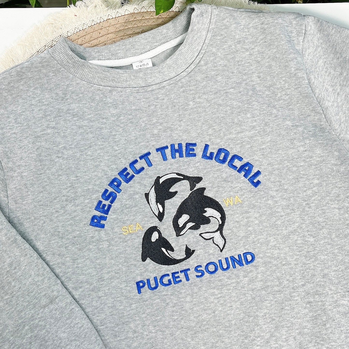 Respect The Locals Puget Sound Embroidered Sweatshirt, Gift for Nature Lovers